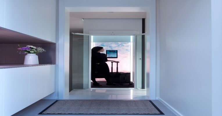Compact home lift installed in a 3-storey UK townhouse